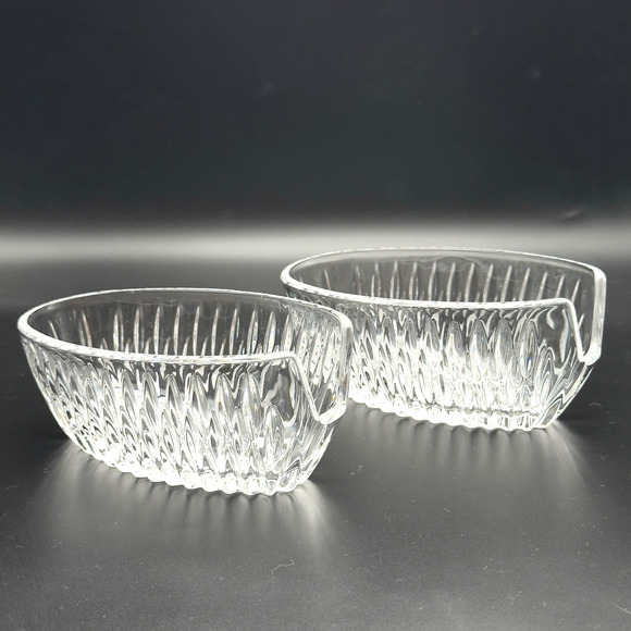 Vintage Princess House Royal Highlights Crystal Spoon Holder Rest Set of 2 - Picture 1 of 7